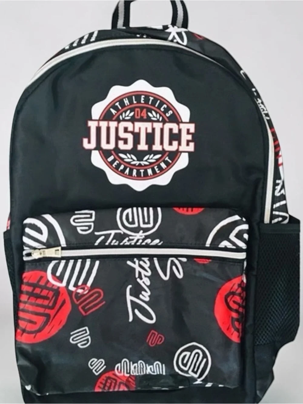 NEW! Justice Black Backpack with Red and White Accents
